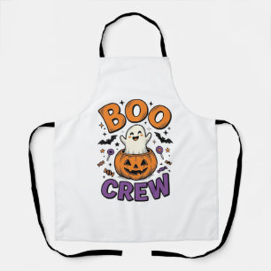 Boo Crew Cute Ghost Pumpkin Halloween Shirt Design Apron