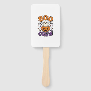 Boo Crew Cute Ghost Pumpkin Halloween Shirt Design Hand Fan