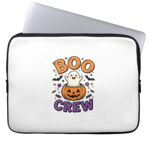 Boo Crew Cute Ghost Pumpkin Halloween Shirt Design Laptop Sleeve