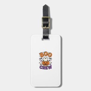 Boo Crew Cute Ghost Pumpkin Halloween Shirt Design Luggage Tag
