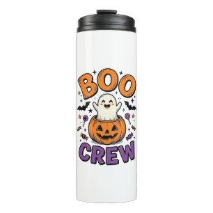 Boo Crew Cute Ghost Pumpkin Halloween Shirt Design Thermal Tumbler