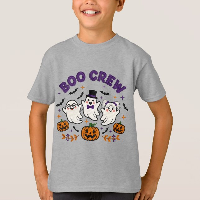 Boo Crew Cute Halloween Ghosts T-Shirt (Front)