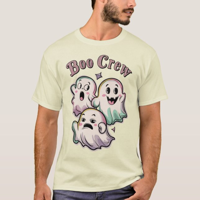 Boo Crew – Cute Trio Ghost Halloween T-Shirt (Front)