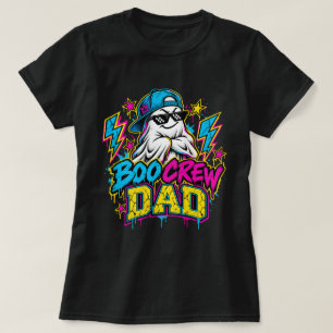 Boo Crew Dad Halloween Shirt, Cool Ghost Pixel Sun T-Shirt