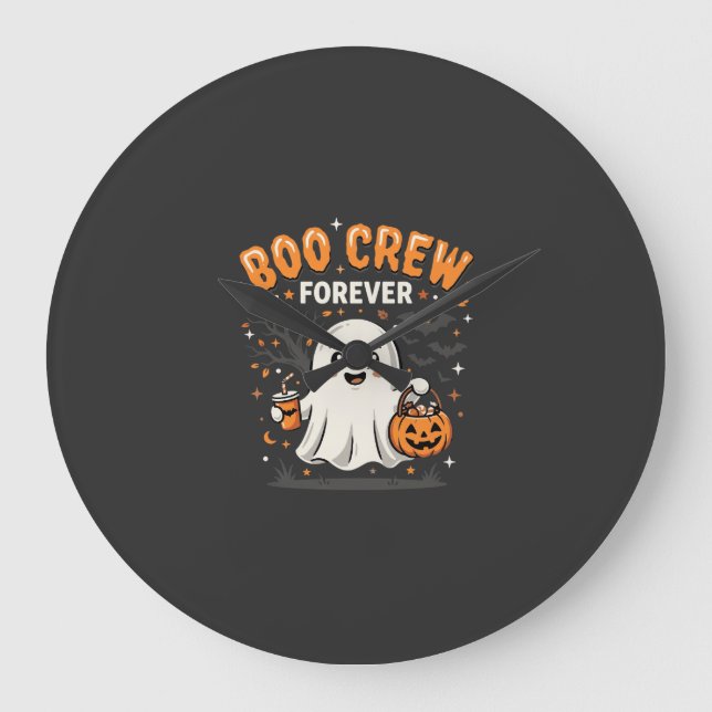 Boo Crew Forever Halloween Ghost Design_1 Large Clock (Front)