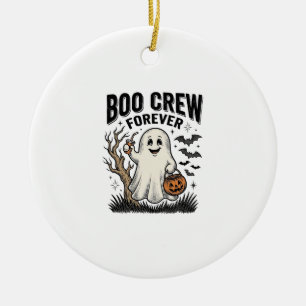 Boo Crew Forever Vintage Ghost Halloween Shirt Des Ceramic Tree Decoration