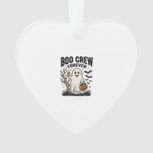 Boo Crew Forever Vintage Ghost Halloween Shirt Des Ornament