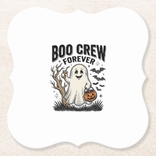 Boo Crew Forever Vintage Ghost Halloween Shirt Des Paper Coaster