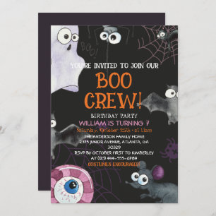Boo Crew Fun Kids Halloween Birthday Party Invitation