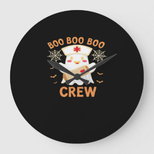 Boo Crew Funny Ghost Spooky Halloween Nurse T-Shir Large Clock