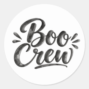 Boo Crew Funny Halloween Watercolor Lettering Classic Round Sticker