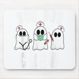 Boo Crew Funny Nurse Halloween Ghost Costume Mouse Pad