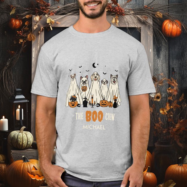 BOO Crew Ghost Dogs Personalise Matching Halloween T-Shirt (Creator Uploaded)