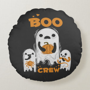 Boo Crew Ghost Halloween Round Pillow