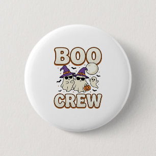 Boo Crew Ghost Halloween Vintage Vector Design_1 6 Cm Round Badge