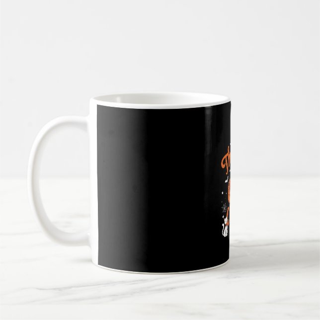 Boo Crew Ghost Pumpkin White Cat Witch Hat Coffee Mug (Left)