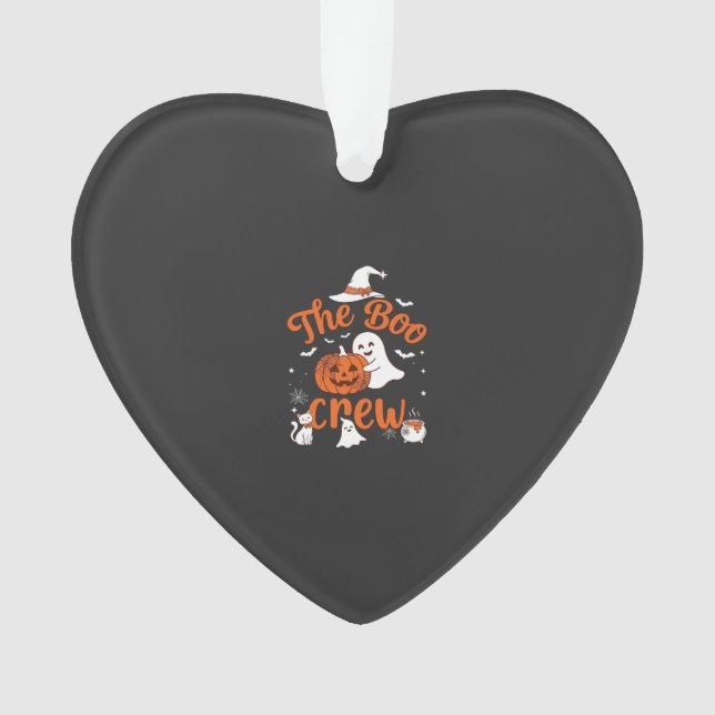 Boo Crew Ghost Pumpkin White Cat Witch Hat Ornament (Front)
