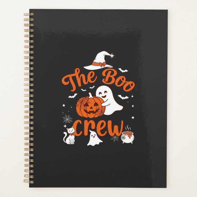 Boo Crew Ghost Pumpkin White Cat Witch Hat Planner (Front)