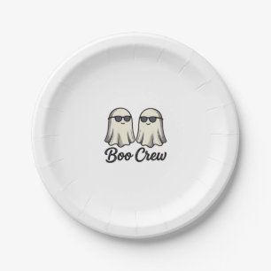 Boo Crew Ghosts Vintage Halloween Shirt Design_1 Paper Plate