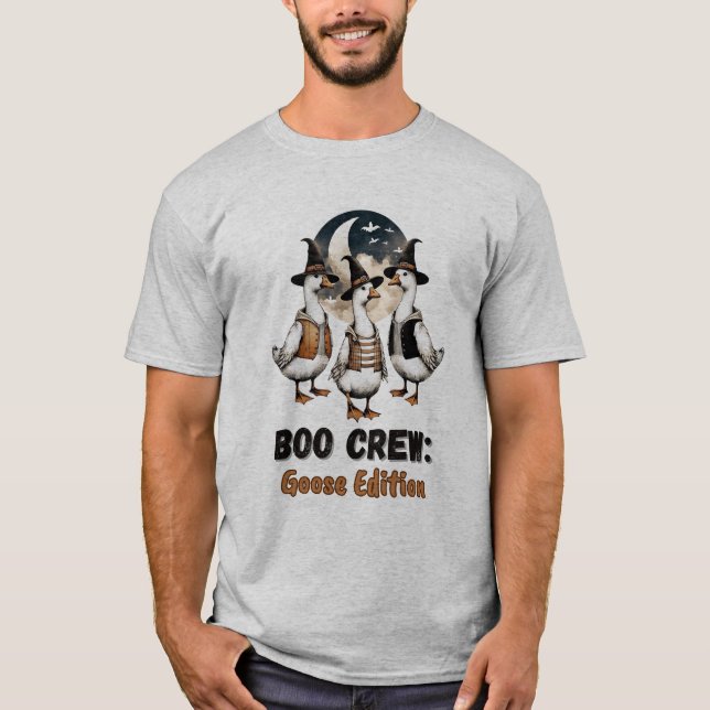 Boo Crew Goose Edition Funny Halloween Geese T-Shirt (Front)