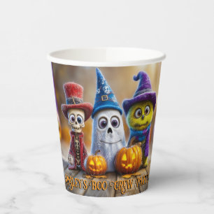Boo Crew Halloween Cute Monster Ghost Skeleton Paper Cups