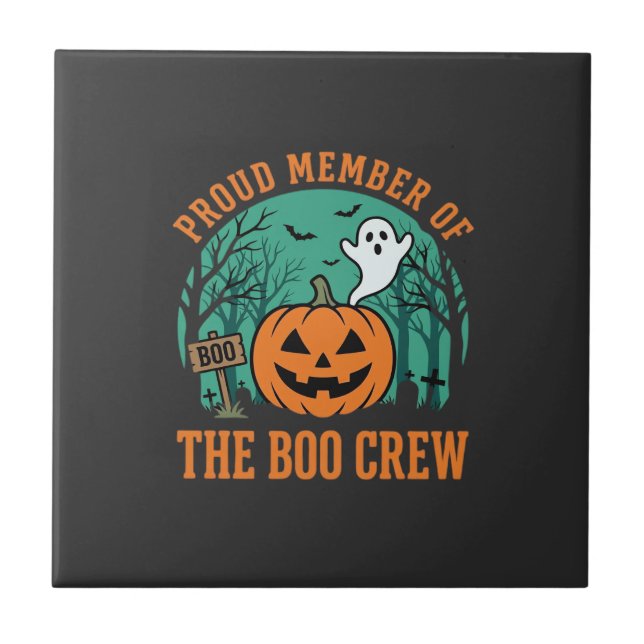 Boo Crew Halloween Ghost Pumpkin Design_1 Tile (Front)