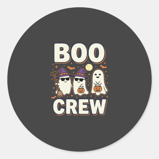 Boo Crew Halloween Ghosts Vector Design_1 Classic Round Sticker (Front)