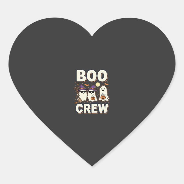 Boo Crew Halloween Ghosts Vector Design_1 Heart Sticker (Front)