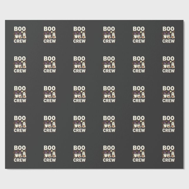 Boo Crew Halloween Ghosts Vector Design_1 Wrapping Paper (Flat)