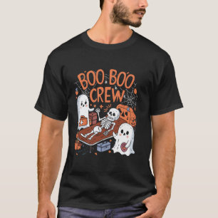 Boo Crew Halloween Nurse Ghost Skeleton Funny T-Shirt