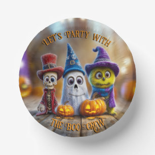 Boo Crew Halloween Party Ghost Skeleton Monster Paper Plate