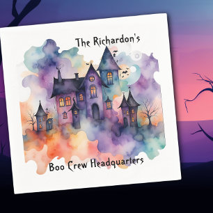 Boo Crew Headquarters Haunted House Halloween Napkin