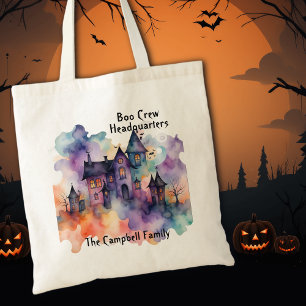 Boo Crew Headquarters Haunted House Halloween Tote Bag
