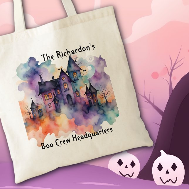 Boo Crew Headquarters Haunted House Halloween Tote Bag (Creator Uploaded)