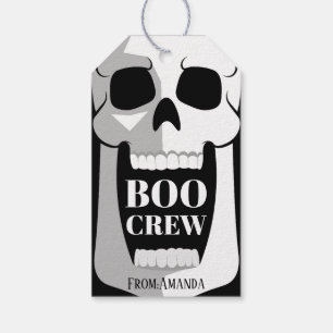 Boo Crew Kull Halloween Black and White Spooky Gift Tags