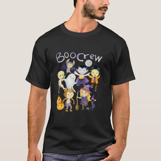 Boo Crew Monsters Vampire Bat Witch Ghost Werewolf T-Shirt (Front)
