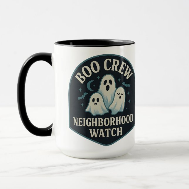 Boo Crew—Neighborhood Watch | Halloween Gifts Mug (Left)