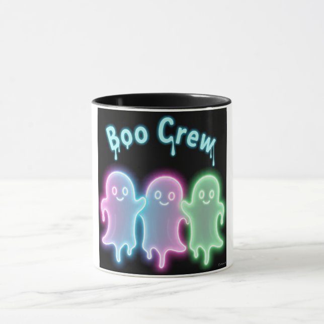 Boo Crew Neon Ghosts Halloween Mug (Center)