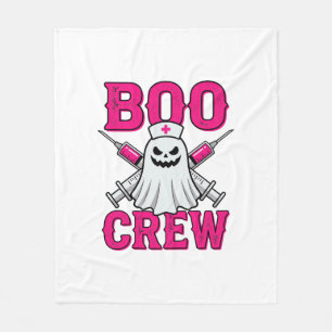 Boo Crew Nurse Ghost Halloween Fleece Blanket