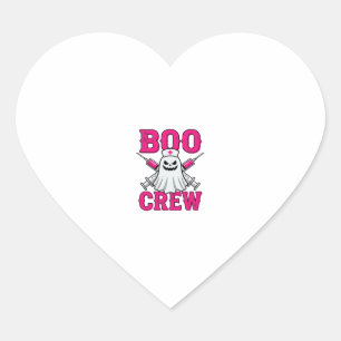 Boo Crew Nurse Ghost Halloween Heart Sticker