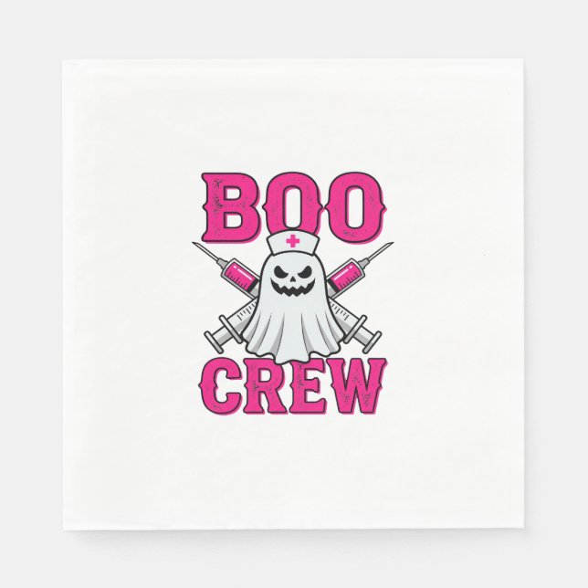 Boo Crew Nurse Ghost Halloween Napkin (Front)
