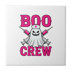Boo Crew Nurse Ghost Halloween Tile