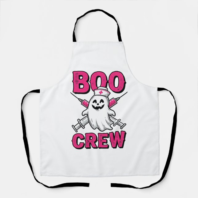 Boo Crew Nurse Ghost Halloween Vector Design_1 Apron (Front)