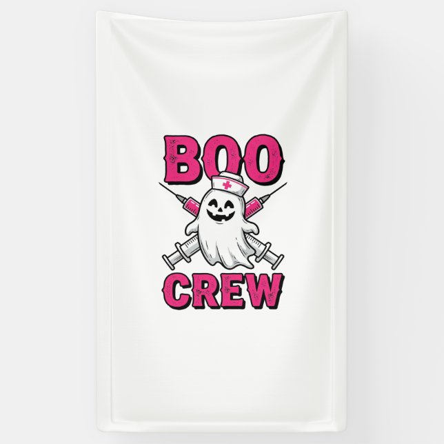 Boo Crew Nurse Ghost Halloween Vector Design_1 Banner (Vertical)