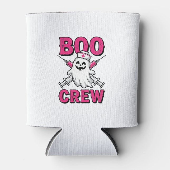 Boo Crew Nurse Ghost Halloween Vector Design_1 Can Cooler (Front)