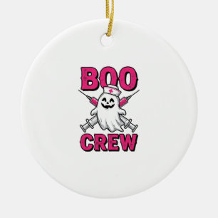 Boo Crew Nurse Ghost Halloween Vector Design_1 Ceramic Tree Decoration