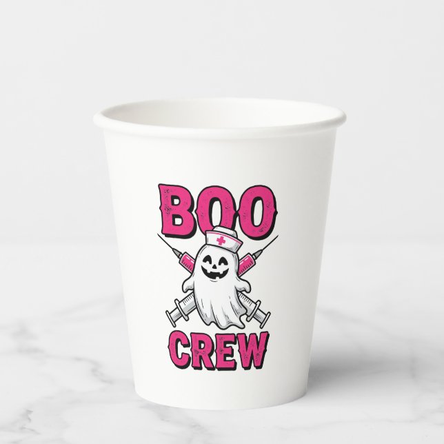 Boo Crew Nurse Ghost Halloween Vector Design_1 Paper Cups (Front)