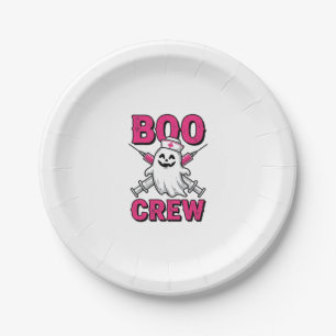 Boo Crew Nurse Ghost Halloween Vector Design_1 Paper Plate