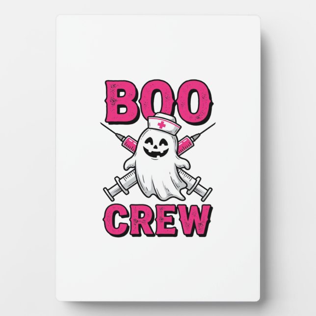 Boo Crew Nurse Ghost Halloween Vector Design_1 Plaque (Front)