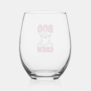 Boo Crew Nurse Ghost Halloween Vector Design_1 Stemless Wine Glass